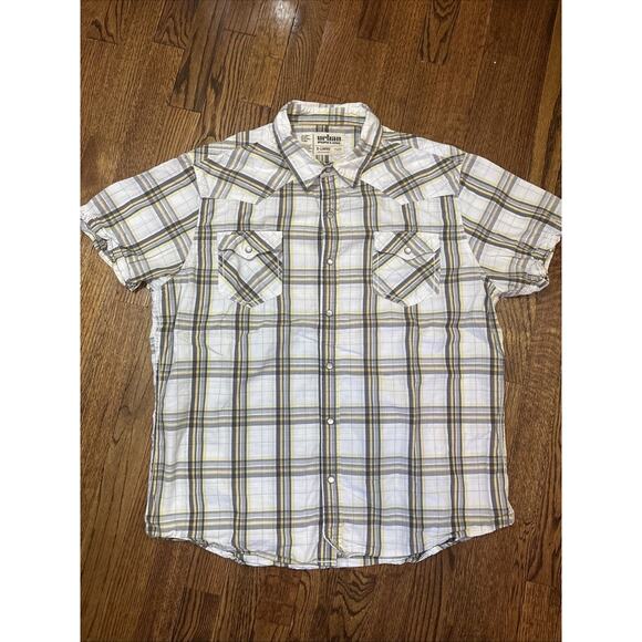 Urban Pipeline Western Plaid Snap Shirt Men’s XL Short Sleeve 100% Cotton - Picture 1 of 5